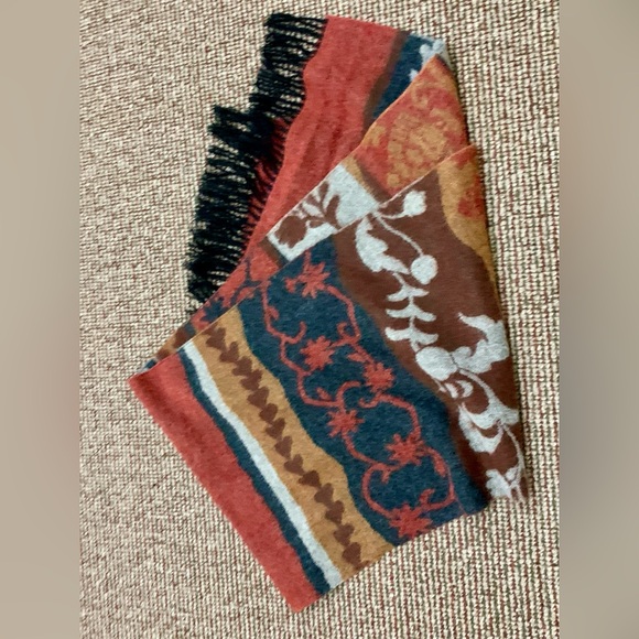 Vtg 1990s Y2K Soft Thick Premium Cashmere Wool Fringed Multi Patterned Scarf - Picture 11 of 14